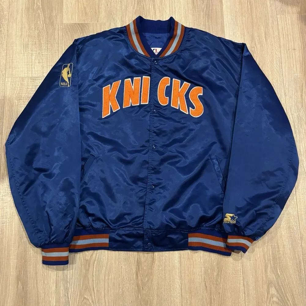 Vintage Starter New York Knicks Satin Jacket Mens 3XL Gold Logo 90s NBA Bomber